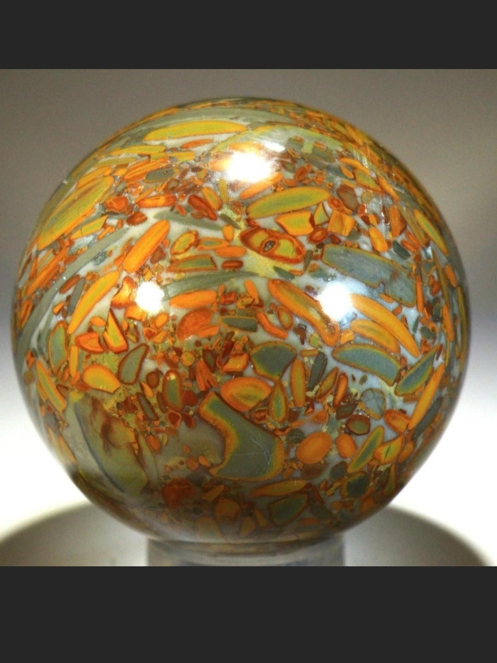 MASSIVE 4"4lb Bamboo Leaf Jasper Sphere Huge Statement Crystal OFFERS WELCOME!